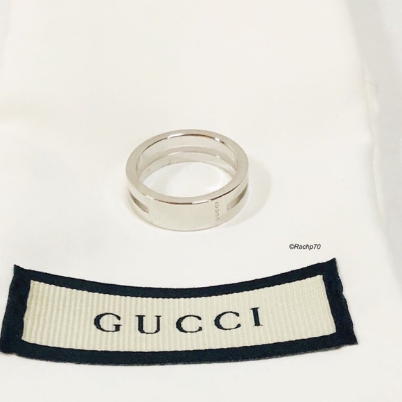 New Authentic Gucci Trademark Ring w/ Cut-Out Band - Picture 5 of 8